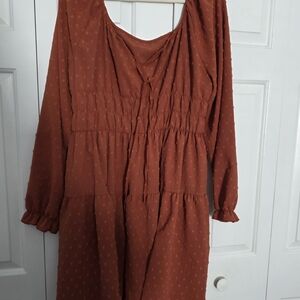 SHEIN Rust Long Sleeve Dress